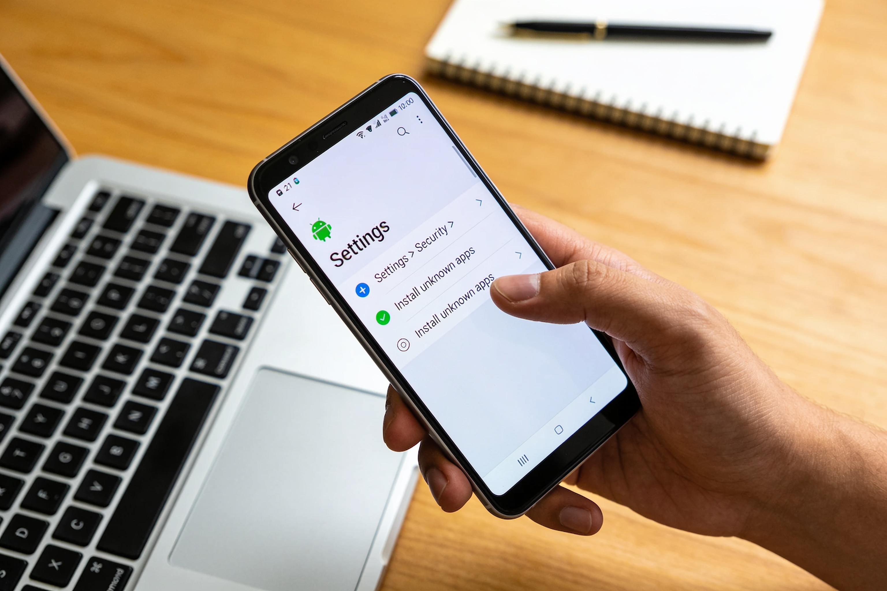 Android系统安装未知应用设置界面路径示意